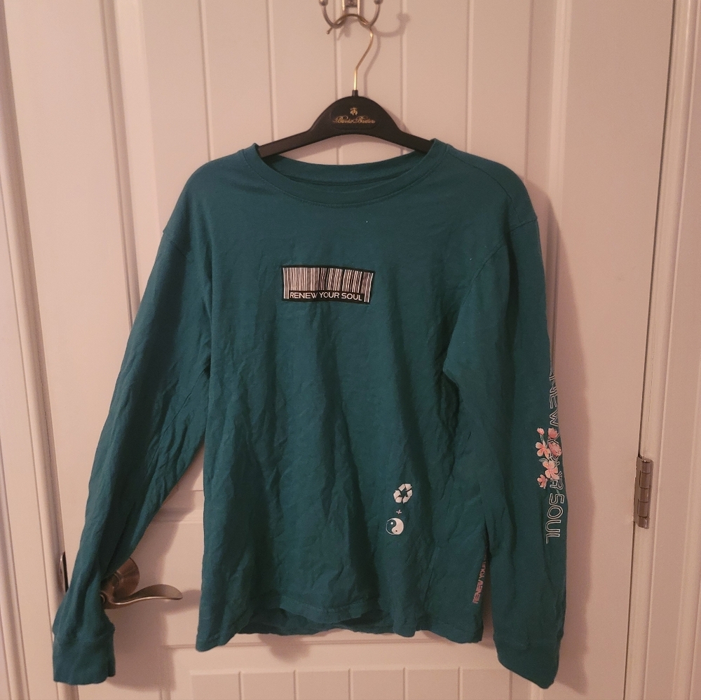 Brooklyn Cloth Manufacturing Company Renew Your Soul LS Graphic Tee Green Mens S